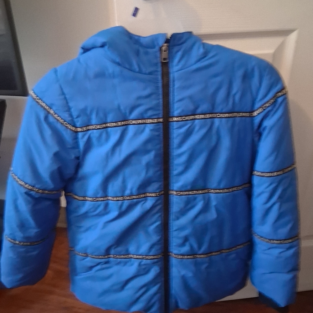 Calvin Klein Jeans Bright Blue Puffer Jacket - Picture 2 of 3